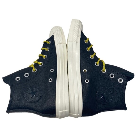 Converse CTAS Hi Shoes Size Men's 4 Women's 6 Leather Black Bold Citron - Picture 7 of 14